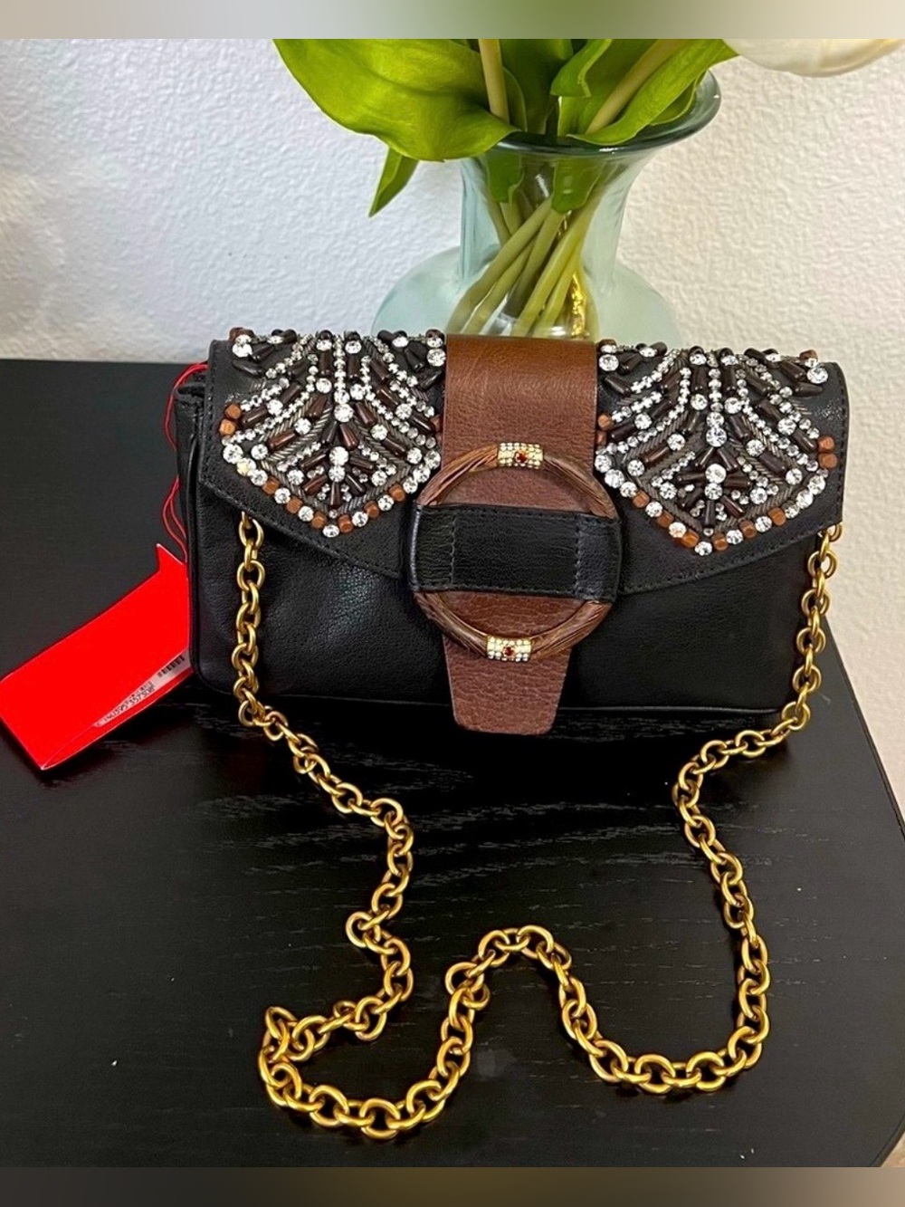 NWT-Valentino Garavani Stone In-crested Shoulder Bag